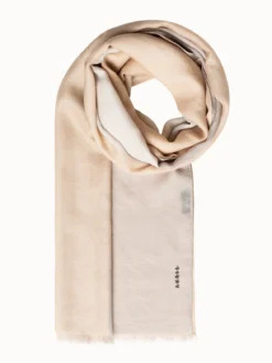 AKRIS Cashmere And Silk Scarf With Grey, Beige And White Stripes -AKRIS Sales Store 2019010 6953 06 021038 038