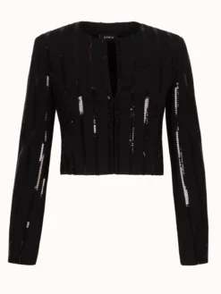 AKRIS Short Jacket In Silk Stretch With Sequin Stripes -AKRIS Sales Store 20190612 IMG 0023 2 e