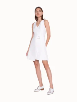 AKRIS Wrap Style Dress In Cotton Sillk With V-Neck
