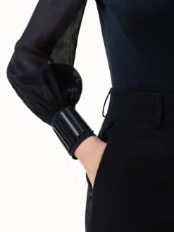 AKRIS Knit Silk Blouse With Sheer Tulle Sleeves -AKRIS Sales Store 20200114 9153