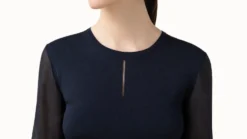 AKRIS Knit Silk Blouse With Sheer Tulle Sleeves -AKRIS Sales Store 20200114 9162 scaled