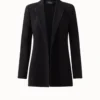 AKRIS Long Double Face Wool Jacket With Swarovski Trim