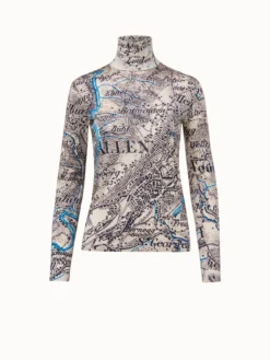 AKRIS Cashmere Silk Jersey Vintage St. Gallen Map Print