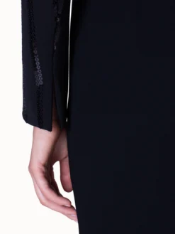 AKRIS Short Jacket In Silk Stretch With Sequin Stripes -AKRIS Sales Store 445676