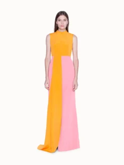 AKRIS Gown In Silk Crêpe Bi-Color With Asymmetrical Hem -AKRIS Sales Store 446142
