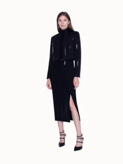 AKRIS Short Jacket In Silk Stretch With Sequin Stripes -AKRIS Sales Store 446157