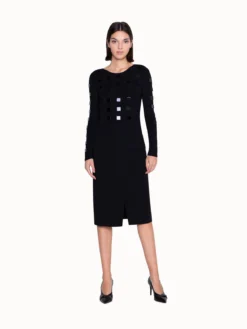 AKRIS Embellished Knit Pullover In Lurex Stretch With Deep V-Neck Back Cutout -AKRIS Sales Store 454825