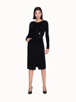 AKRIS Embellished Knit Pullover In Lurex Stretch With Deep V-Neck Back Cutout -AKRIS Sales Store 454840