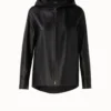 AKRIS Lamb Nappa Leather Zip Hooded Jacket