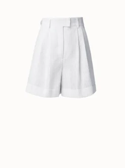 AKRIS Cotton Organza Jacquard Striped Shorts