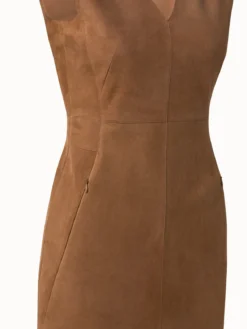 AKRIS Sleeveless Suede V-Neck Dress -AKRIS Sales Store 506416