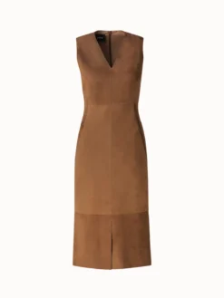 AKRIS Sleeveless Suede V-Neck Dress