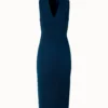 AKRIS Double Face Wool Crêpe V-Neck Sheath Dress
