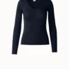 AKRIS Ribbed V-Neck Cotton Silk Sweater
