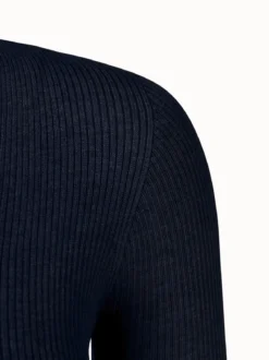 AKRIS Ribbed V-Neck Cotton Silk Sweater -AKRIS Sales Store 538182