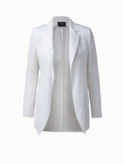 AKRIS Long Cotton Organza Striped Jacquard Jacket