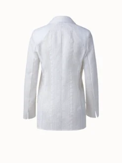 AKRIS Long Cotton Organza Striped Jacquard Jacket -AKRIS Sales Store 548696