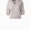 AKRIS Cropped Cotton Silk Lurex Knit Hoodie