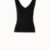 AKRIS Fitted Silk Stretch V-Neck Tank Top