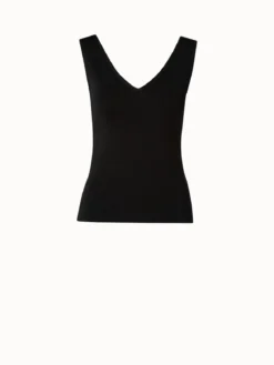 AKRIS Fitted Silk Stretch V-Neck Tank Top