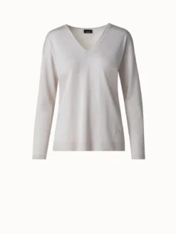 AKRIS Cashmere Silk Fine Gauge V-neck Knit