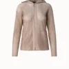 AKRIS Silk Cotton Structured Lines Knit Hoodie