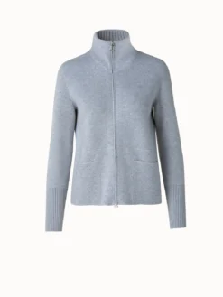 AKRIS Cashmere Pique Zip Cardigan