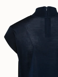 AKRIS Knit Capsleeve Tunic With Silk Front -AKRIS Sales Store 573821