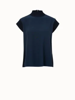 AKRIS Knit Capsleeve Tunic With Silk Front
