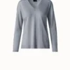 AKRIS Cashmere Silk Fine Gauge V-neck Knit