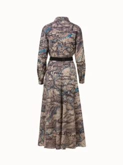 AKRIS Wool Mousseline Vintage St. Gallen Map Print Dress -AKRIS Sales Store 601870