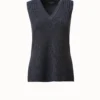 AKRIS Wool Stretch Rib V-neck Tunic