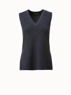 AKRIS Wool Stretch Rib V-neck Tunic