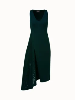 AKRIS Techno Neoprene Punch Card Laser Cut Inset Dress
