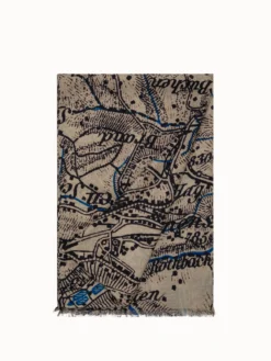 AKRIS Cashmere Silk Vintage Sg Map Print Scarf