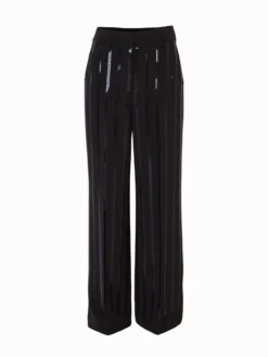 AKRIS Wide Leg Sequin Striped Pants