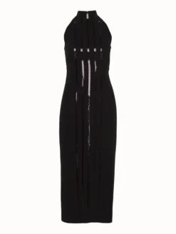 AKRIS Sheath Dress In Silk Crepe And Sequin Stripes