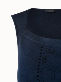AKRIS Silk Stretch Punchcard Application Knit Top -AKRIS Sales Store 647745