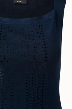 AKRIS Silk Stretch Punchcard Application Knit Top -AKRIS Sales Store 647746