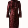 AKRIS Sequins Stretch Long Sleeve Sheath Dress