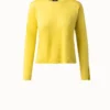 AKRIS Linen Cashmere Silk Boxy Knit Pullover