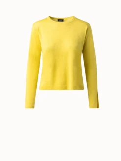 AKRIS Linen Cashmere Silk Boxy Knit Pullover