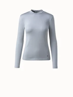 AKRIS Cotton Silk Ribbed Jersey Top