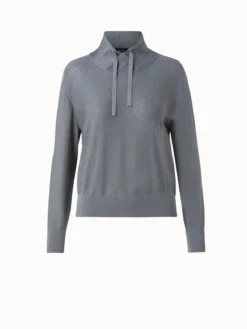 AKRIS Silk Lurex Cowl Neck Knit Pullover