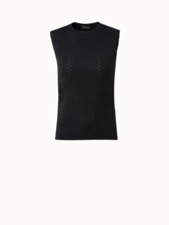 AKRIS Punchcard Ajoure Wool Silk Tank