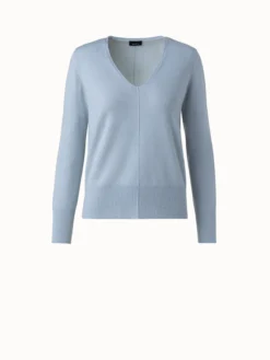 AKRIS Cashmere V-Neck Knit Pullover