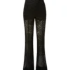 AKRIS High Waist Techno Embroidery Patchwork Bootcut Pants