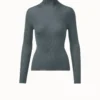 AKRIS Cashmere Silk Fine Rib Mockneck