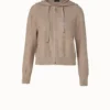 AKRIS Linen Blend Short Hoodie With Fine Sequins