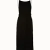 AKRIS Wool Silk Sleeveless Midi Dress With Contrast Tape Detail